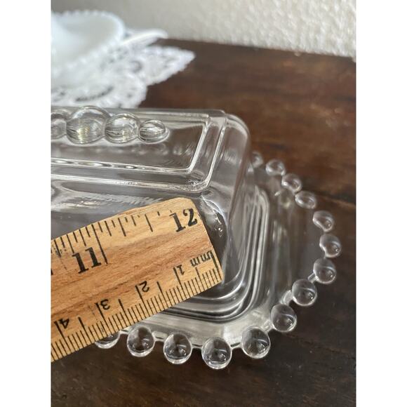 Vintage Imperial Candlewick Covered Butter Dish Beaded Bauble Clear - Picture 6 of 10